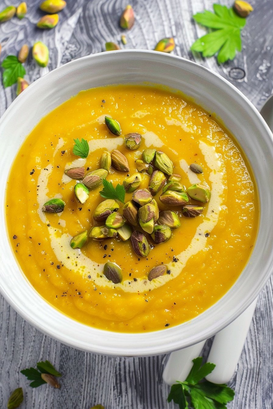 Creamy Pumpkin Pistachio Soup