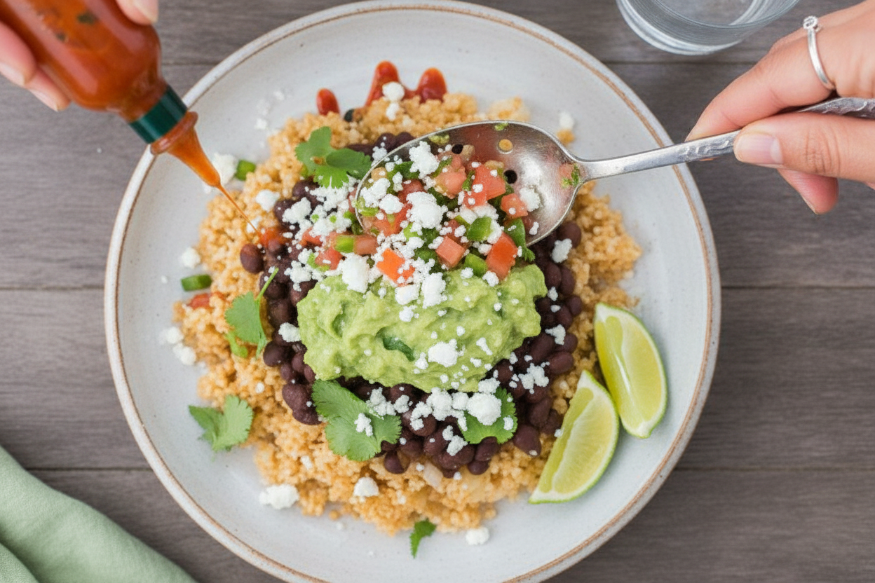 Cauliflower Rice and Beans with All the Fixins