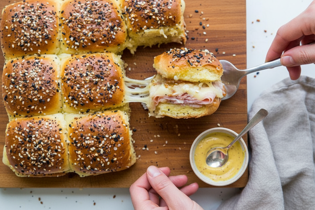 Cheesy Figgy Ham and Everything Bagel Rolls