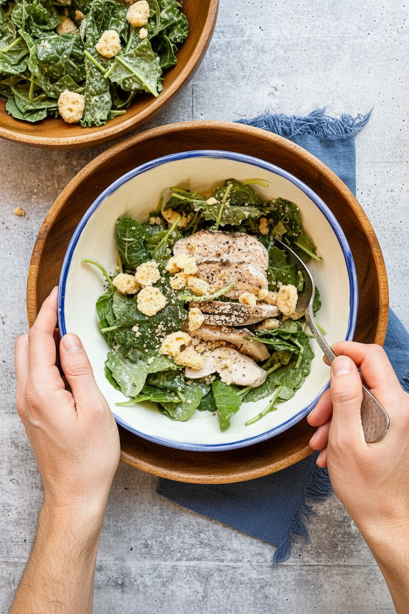 Crunchy Truffle Lemon Pepper Chicken Caesar Salad | Caroline Chambers