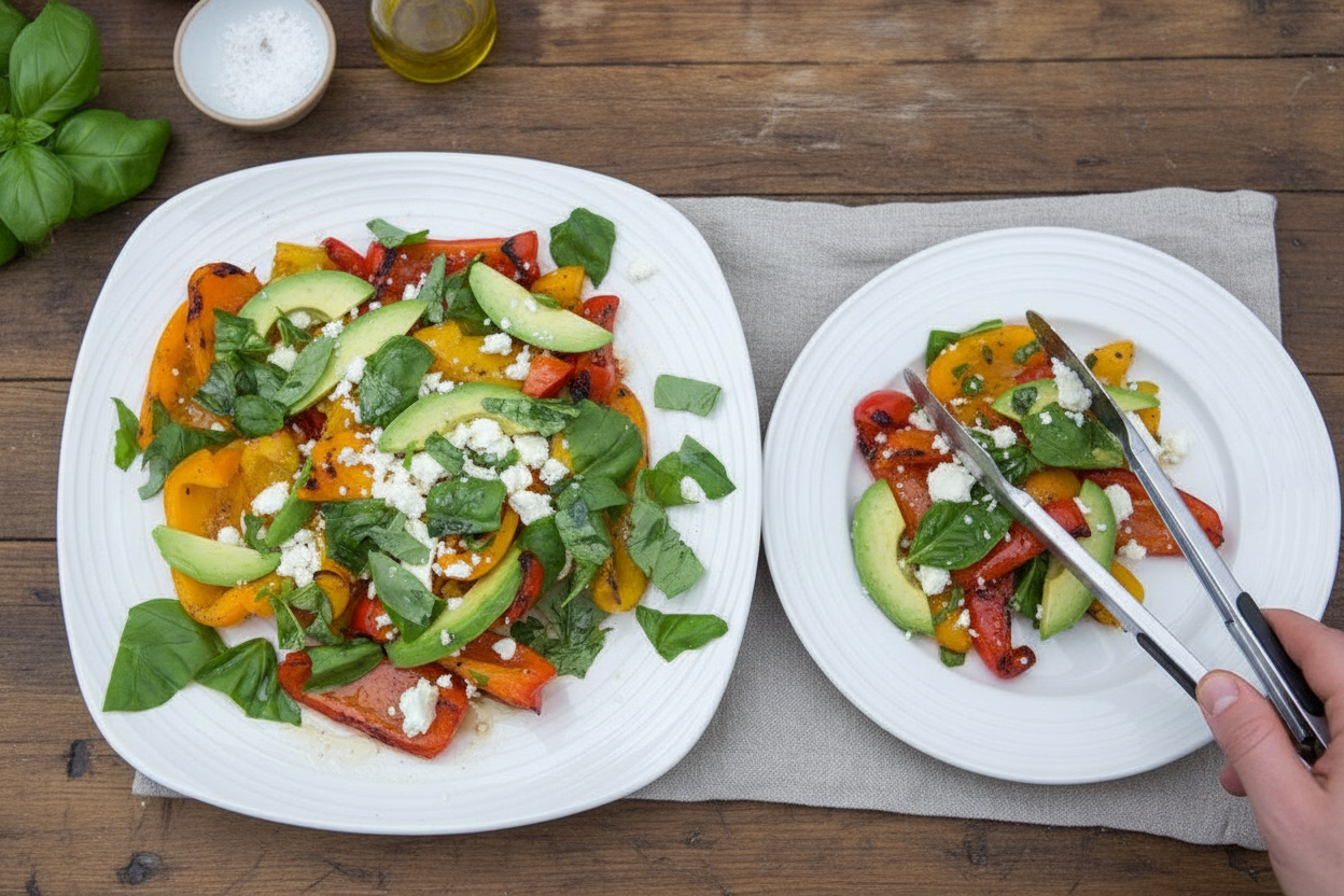 Grilled Bell Peppers with Avocado and Feta
