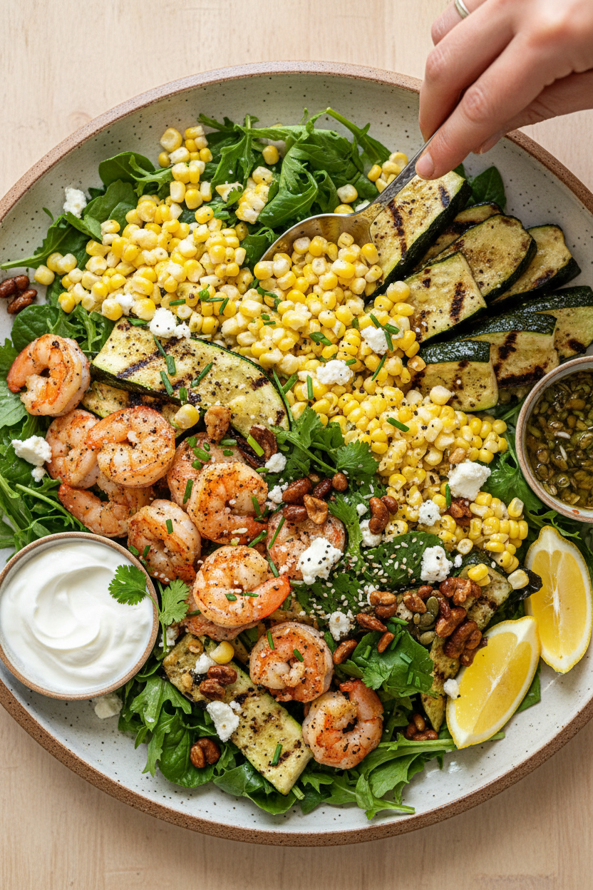 Grilled Summer Veggie and Shrimp Salad | Caroline Chambers