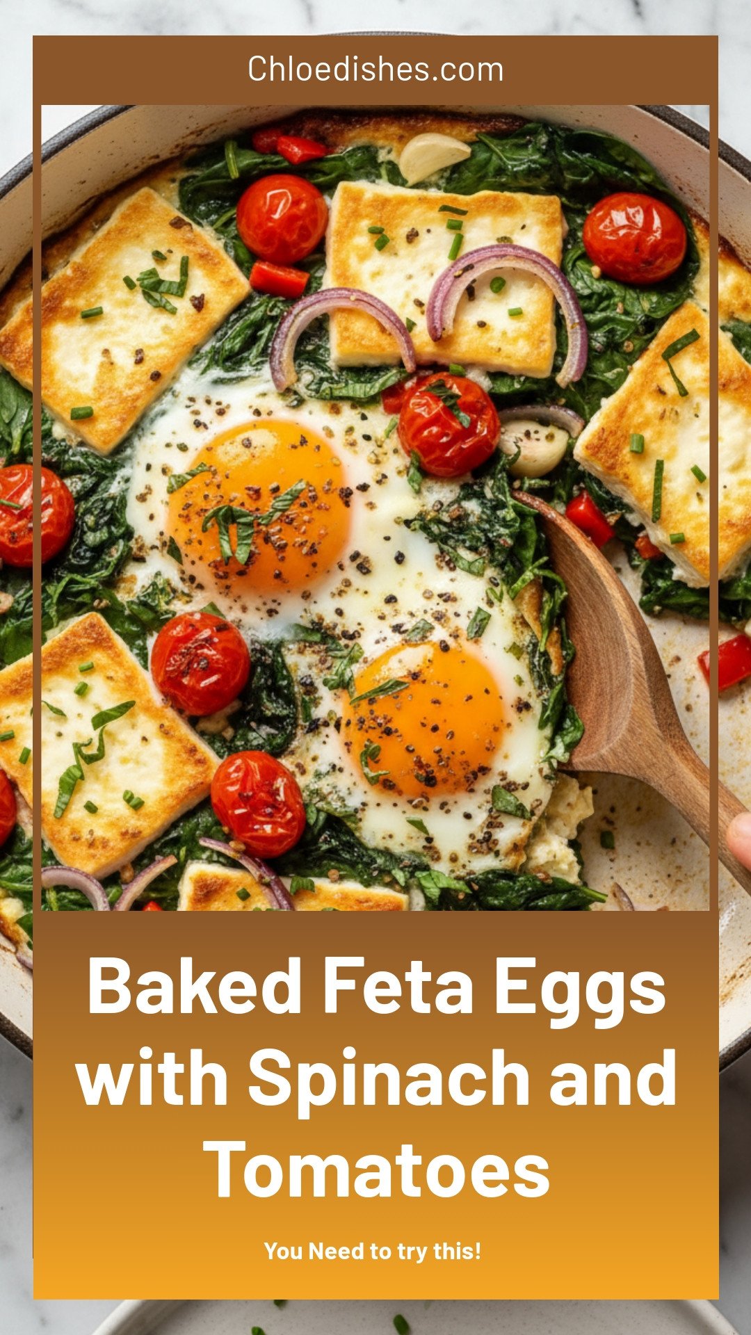 Baked Feta Eggs with Spinach and Tomatoes Recipe