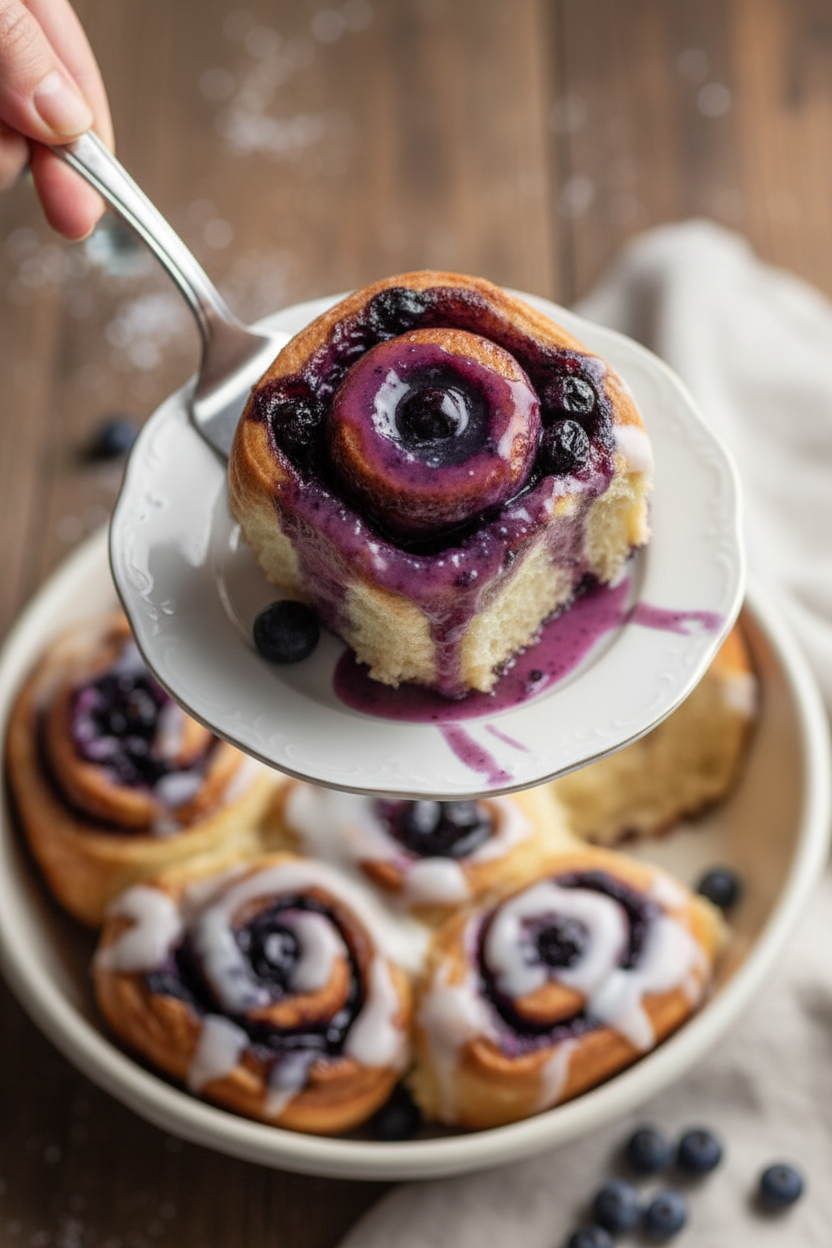Blueberry Cinnamon Rolls with Blueberry Glaze Recipe