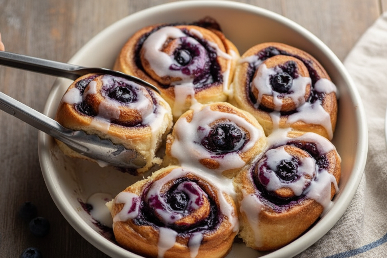 Blueberry Cinnamon Rolls with Blueberry Glaze