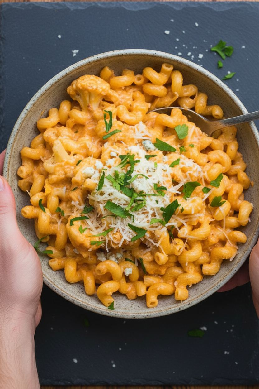 Buffalo Cauliflower Mac and Cheese | Caroline Chambers