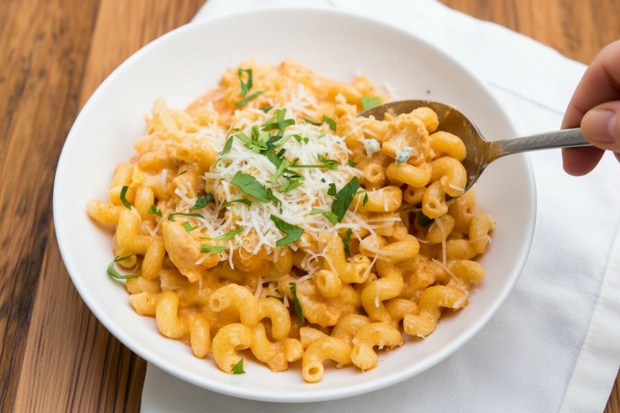 Buffalo Cauliflower Mac and Cheese