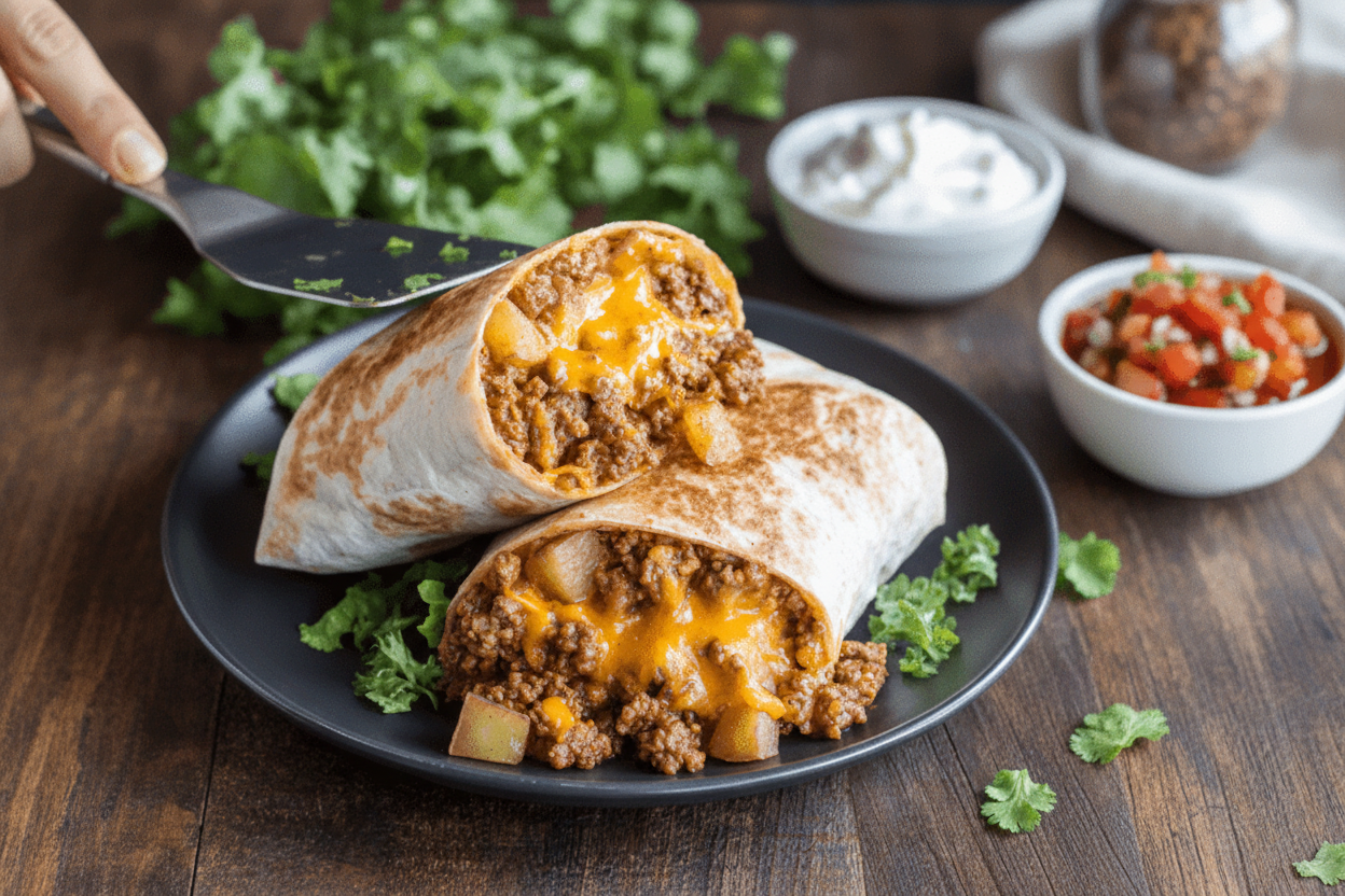 Cheesy Beef and Potato Burrito Recipe