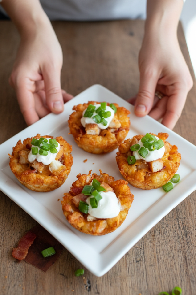 Tater Tot Cups with Chicken and Bacon