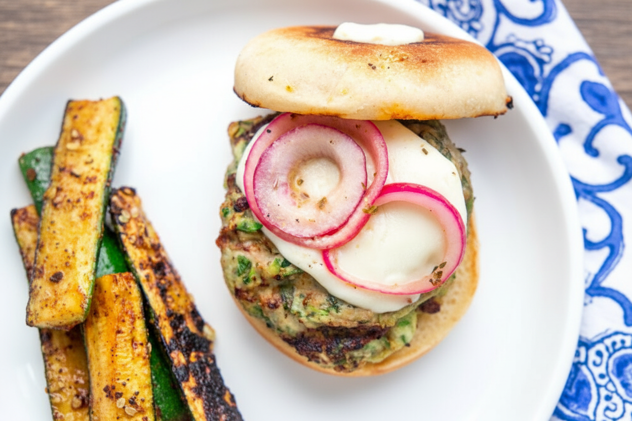 Chicken Sausage Zucchini Burgers with Mozzarella