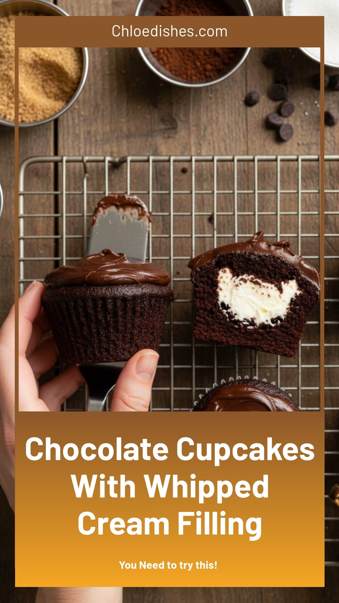Whipped Cream-Filled Chocolate Cupcakes With Chocolate...