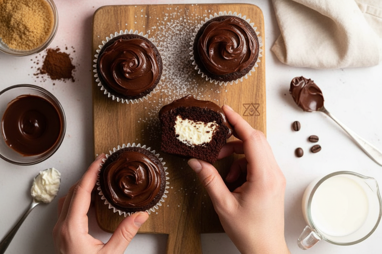 Chocolate Cupcakes With Whipped Cream Filling