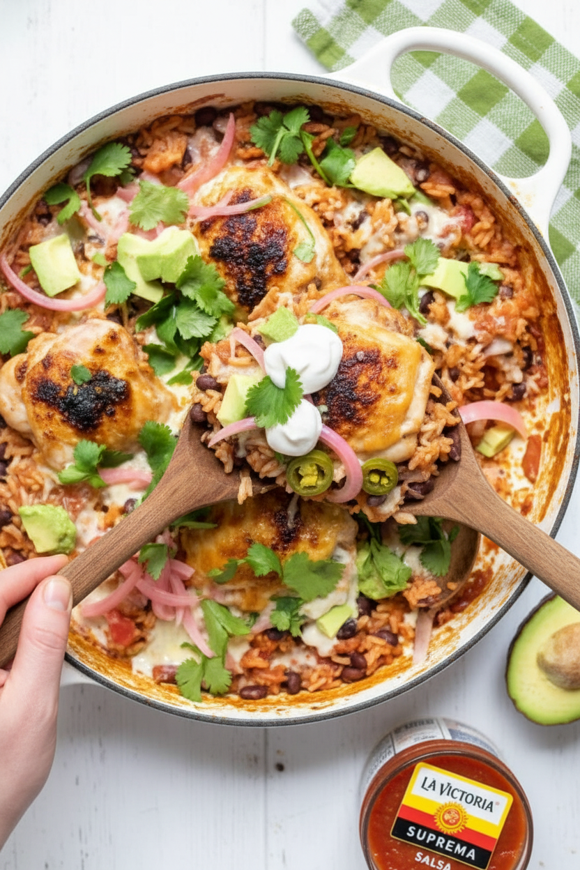 One-Skillet Crispy Chicken Burrito Bowls | Caroline Chambers