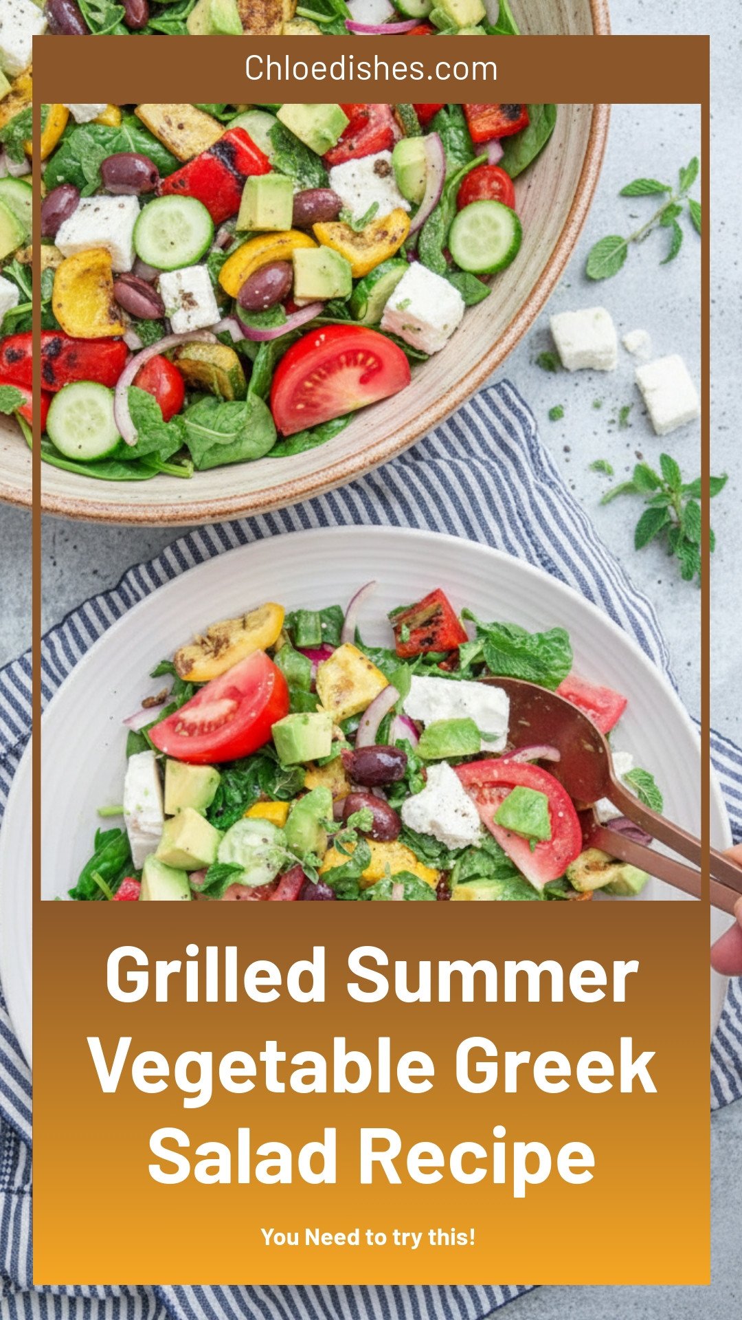 Grilled Summer Vegetable Greek Salad | Caroline Chambers