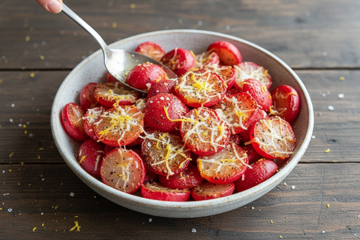 Lemon Pepper Smashed Radishes Recipe