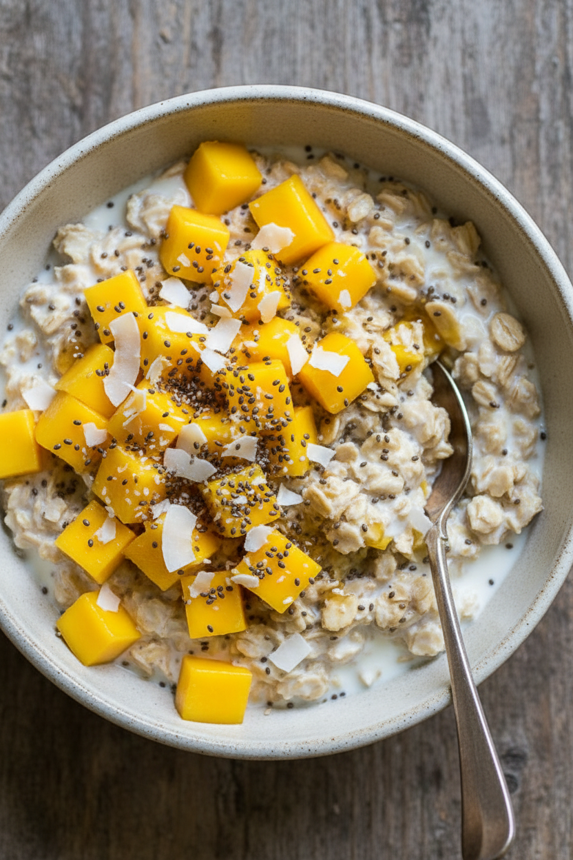 Mango Coconut Overnight Oats Recipe