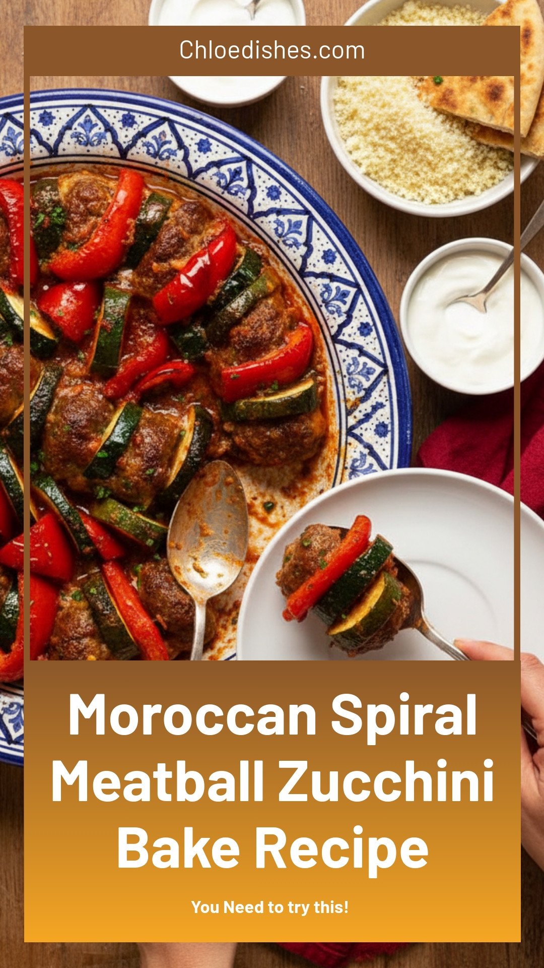 Moroccan Spiral Meatball Zucchini Bake