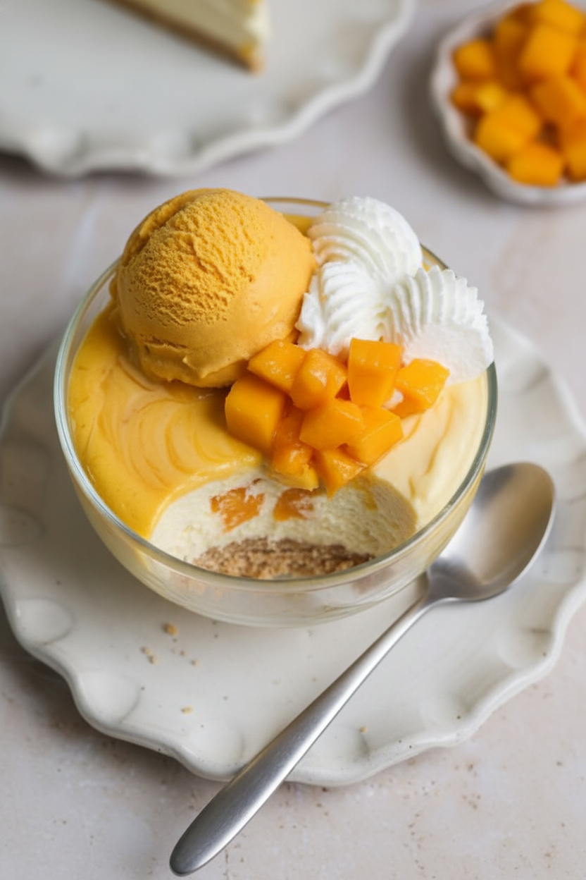 No Bake Mango Ice Cream Cheesecake