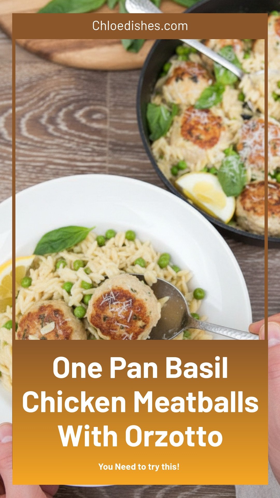 One-Pan Basil Chicken Meatballs With “Orzotto” | Caroline Chambers