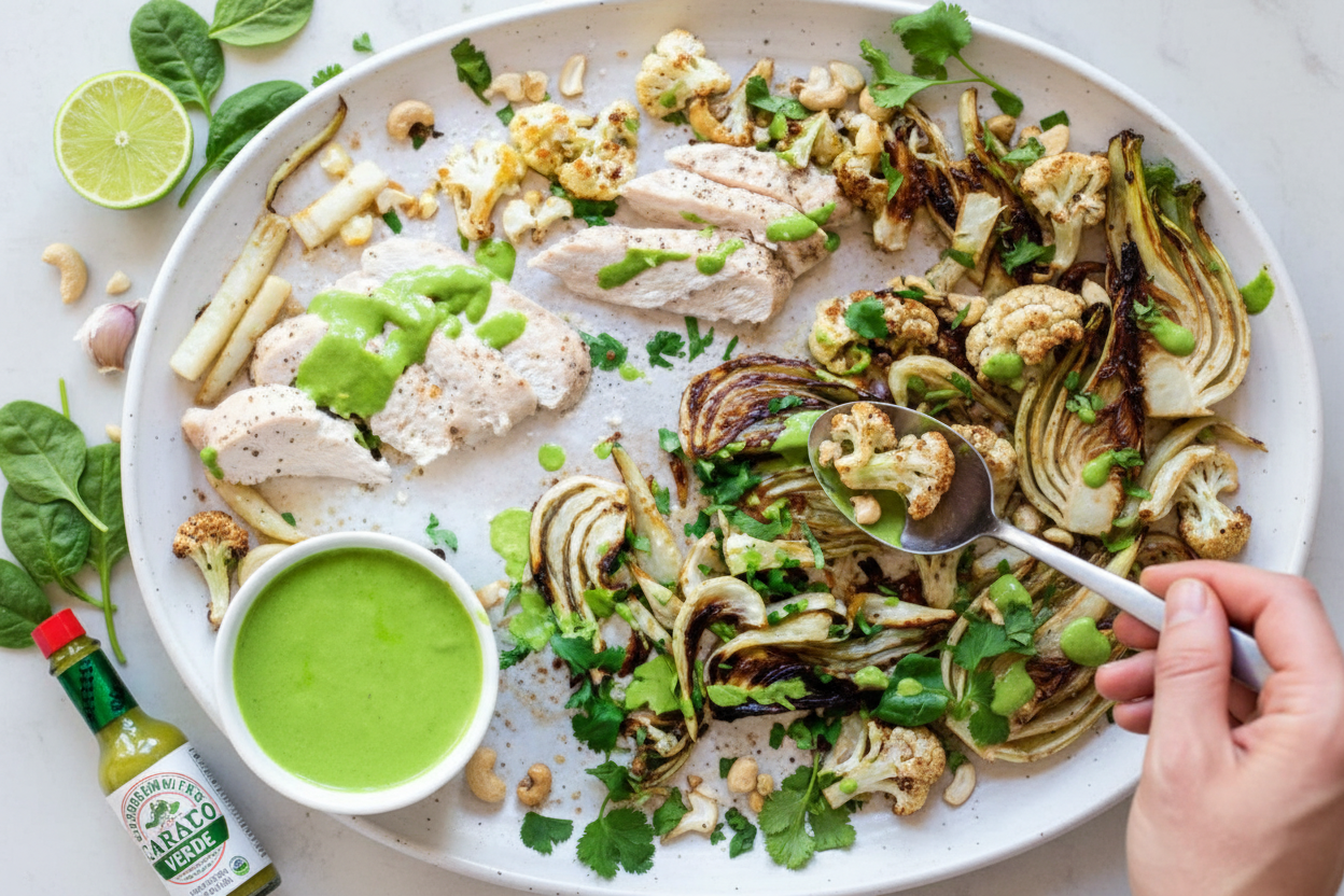 One Pan Roasted Chicken Cauliflower and Fennel