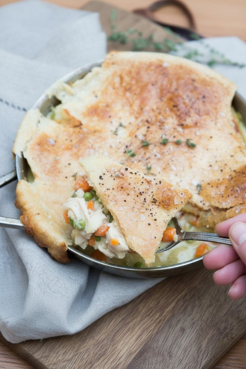 One-Skillet Leek and Parmesan Chicken Pot Pie | Caroline Chambers