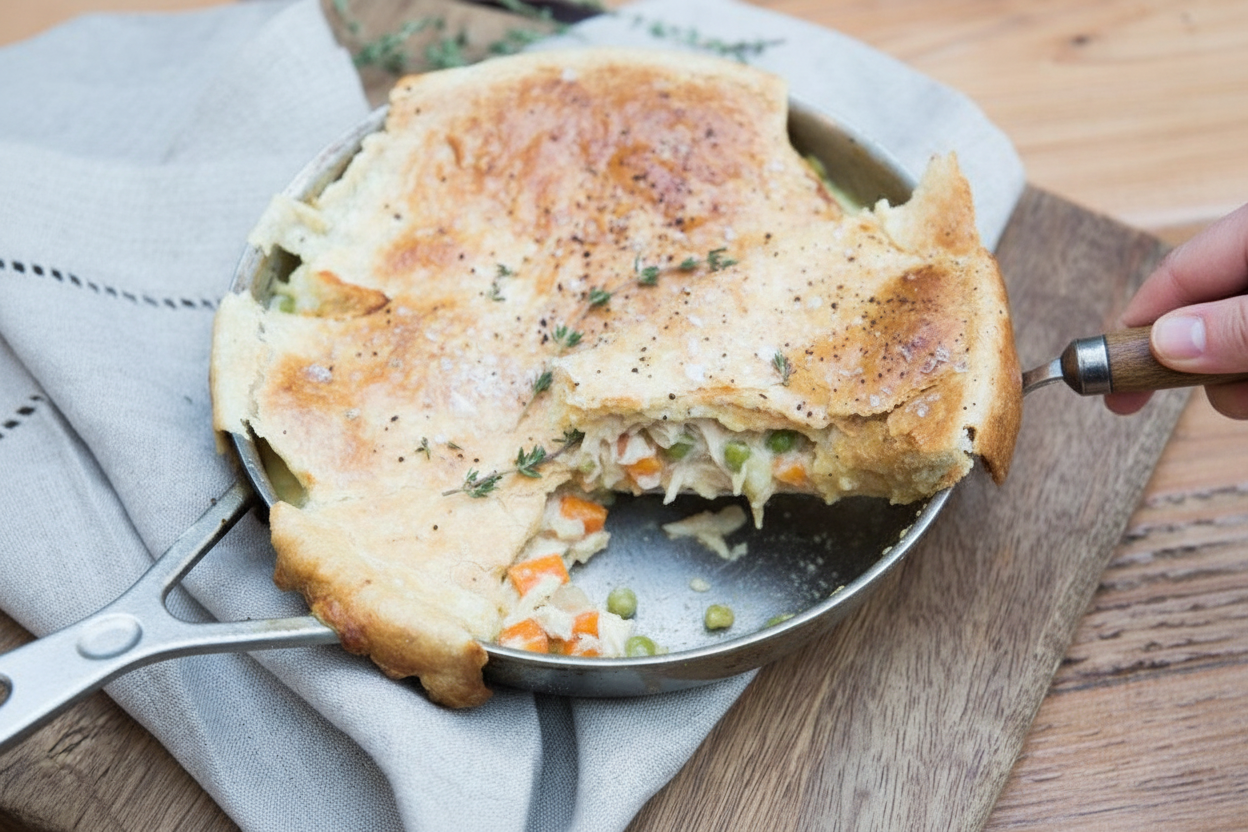 One Skillet Leek Parmesan Chicken Pot Pie