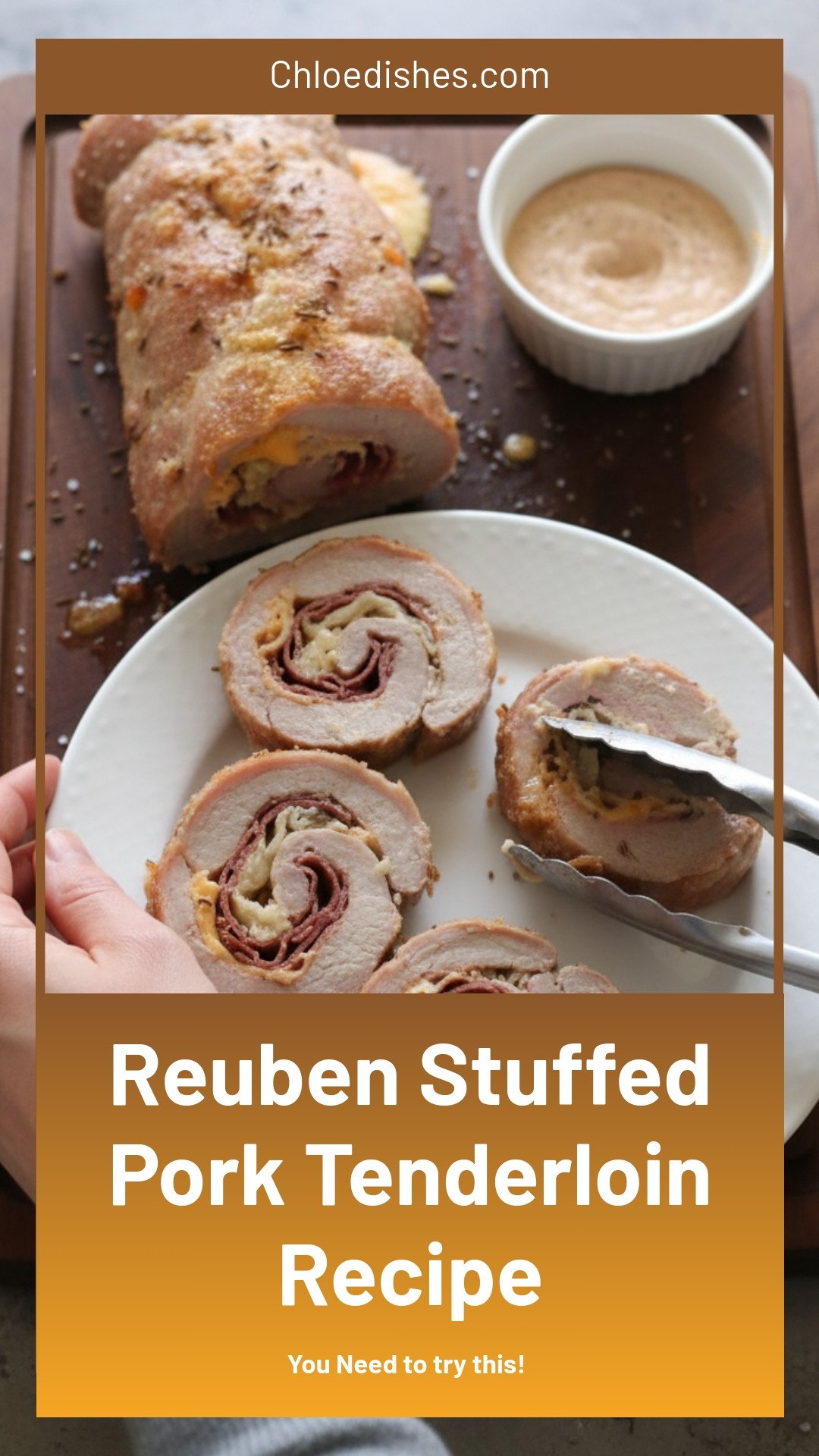 Rueben Stuffed Pork Tenderloin