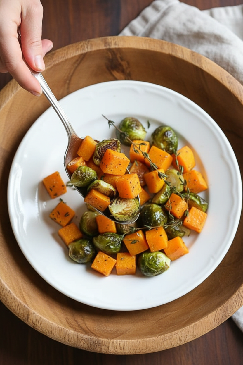 Roasted Brussels Sprouts and Butternut Squash