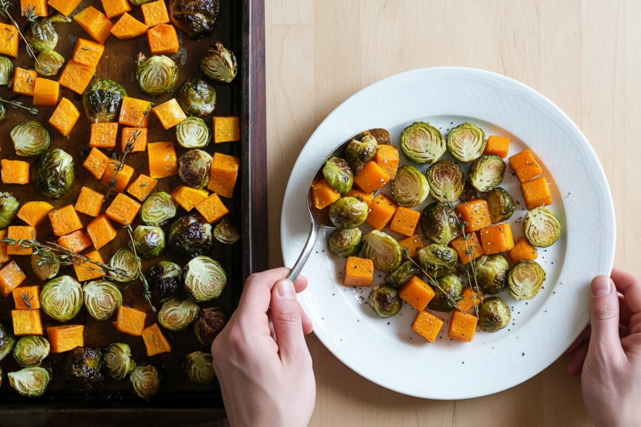 Roasted Brussels Sprouts and Butternut Squash