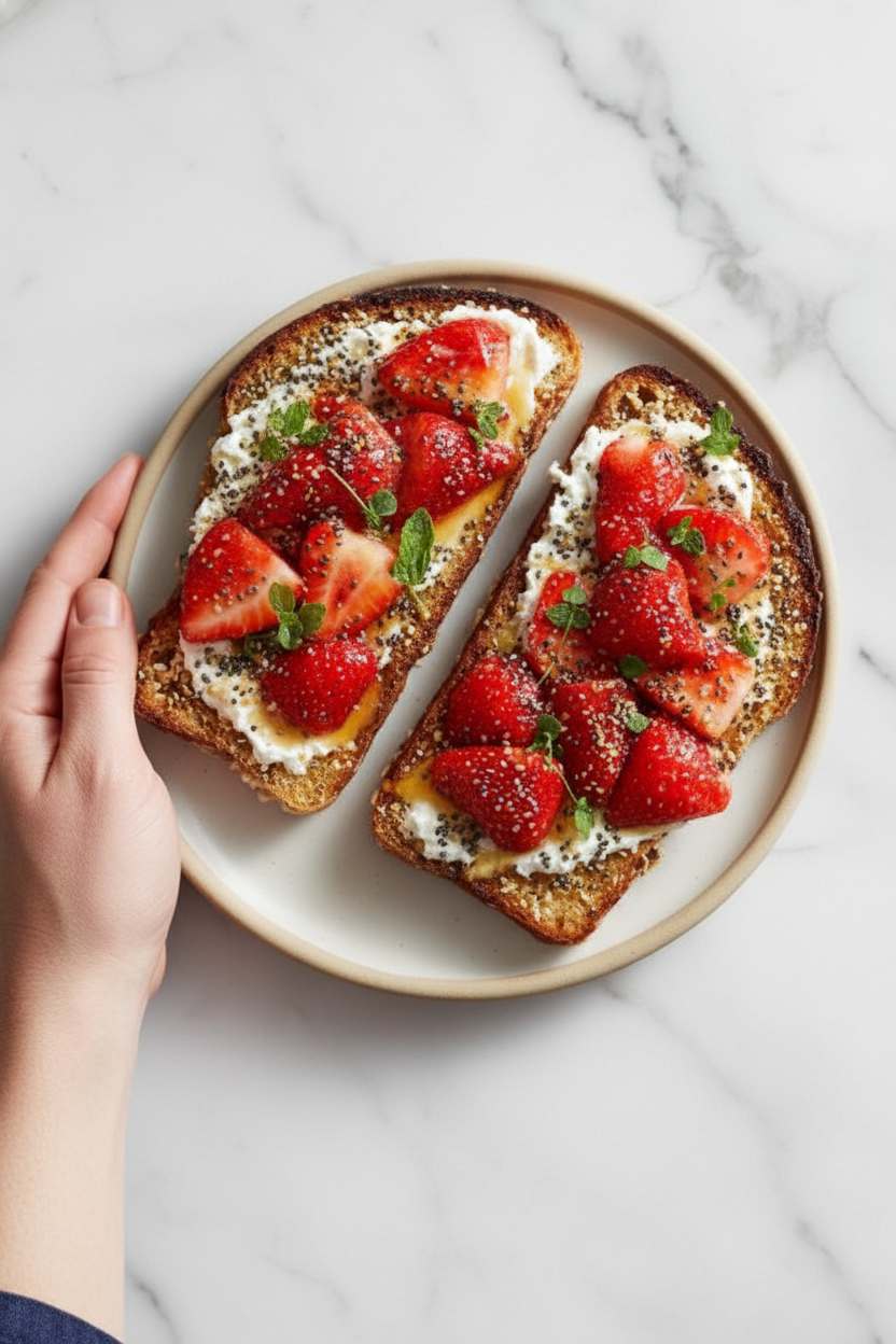 Roasted Strawberry Whipped Ricotta Toast Recipe