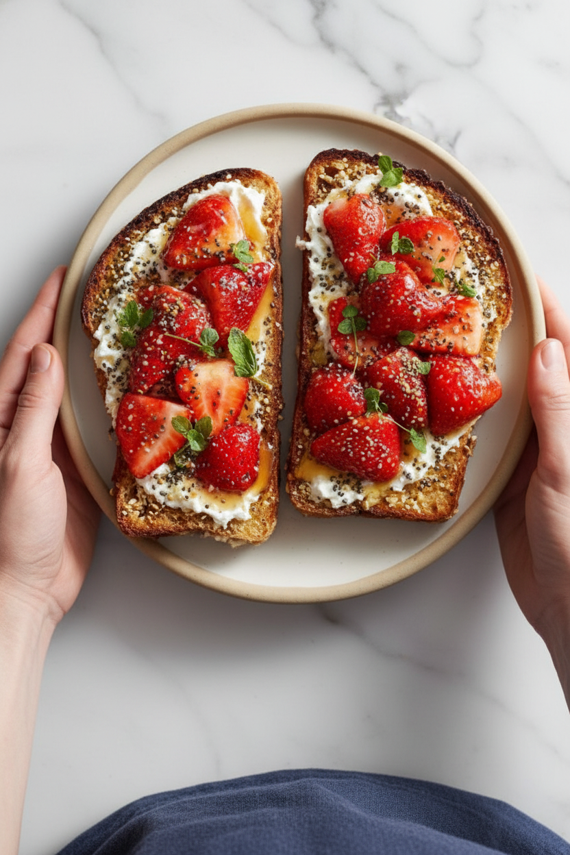 Roasted Strawberry Whipped Ricotta Toast Recipe