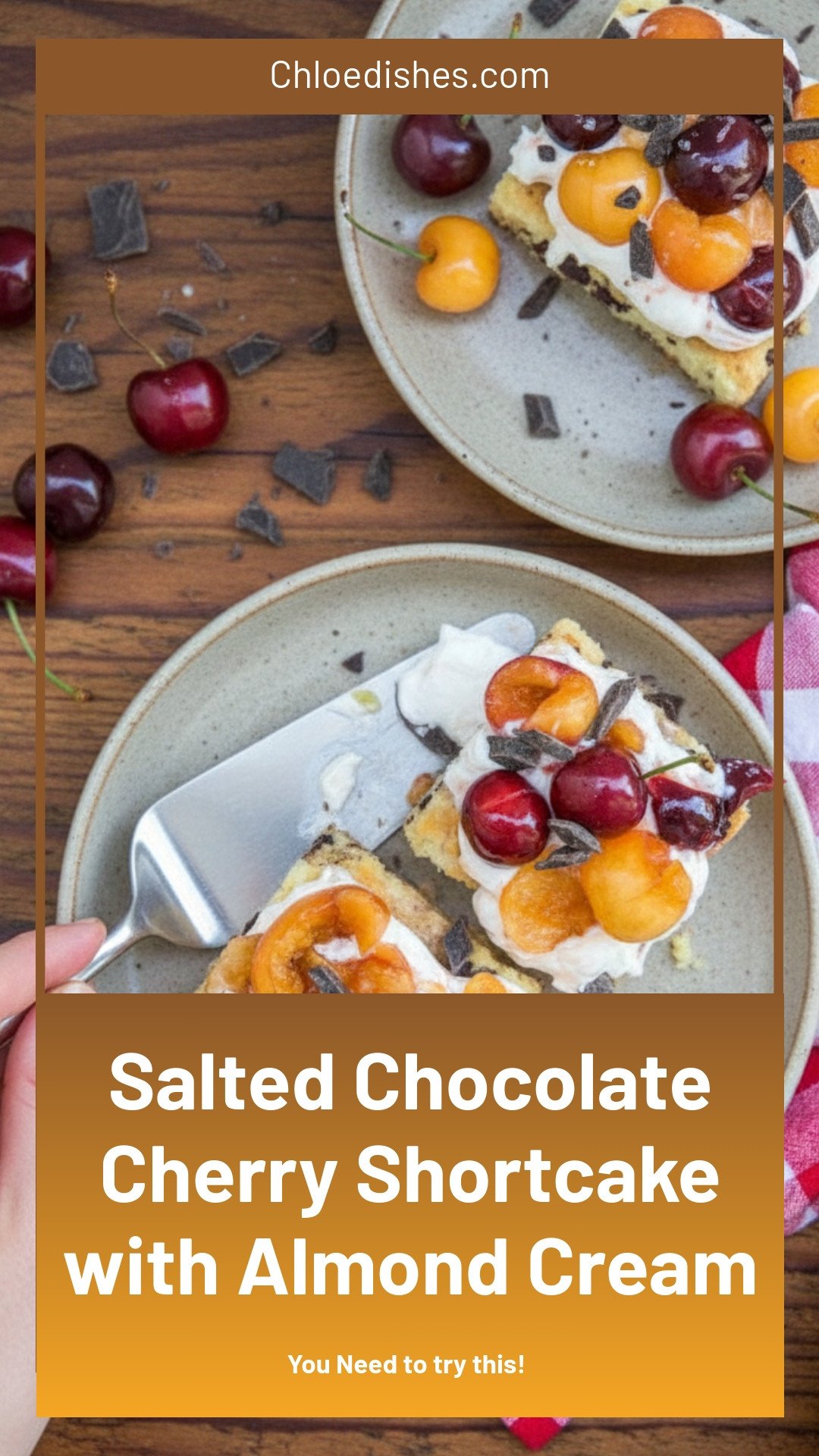 Salted Chocolate Chunk Shortcake with Cherries and Almond Whipped Cream | Caroline Chambers