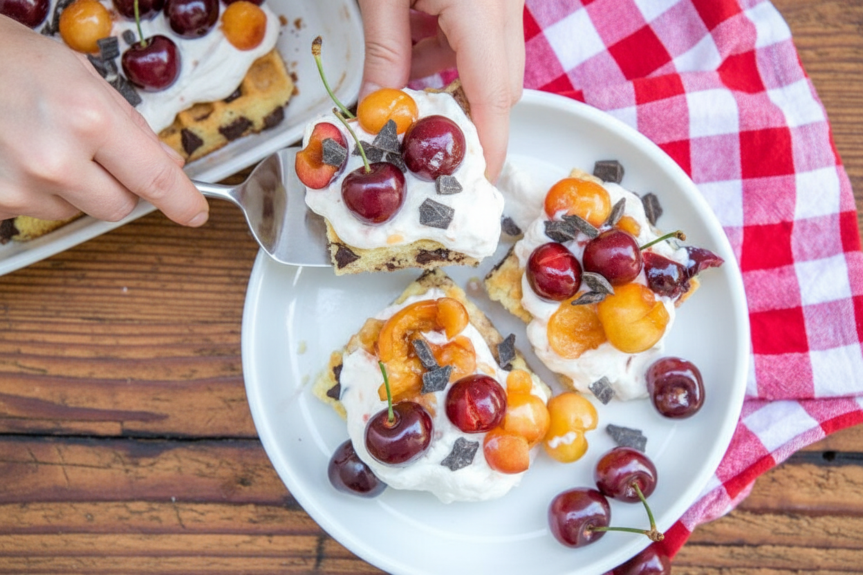 Salted Chocolate Cherry Shortcake with Almond Cream