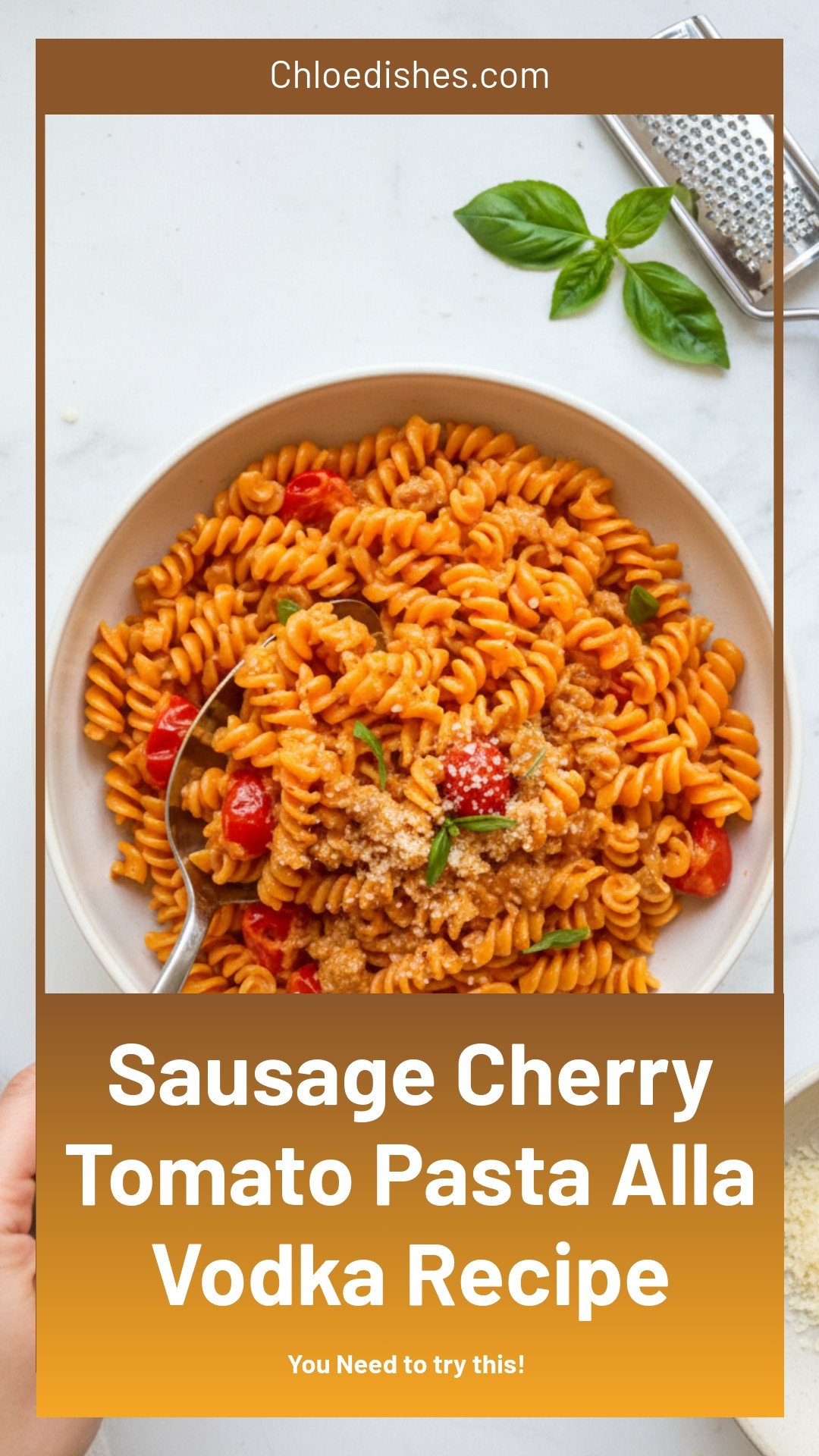 Sausage and Cherry Tomato Pasta Alla Vodka with Barilla® Chickpea Rotini | Caroline Chambers