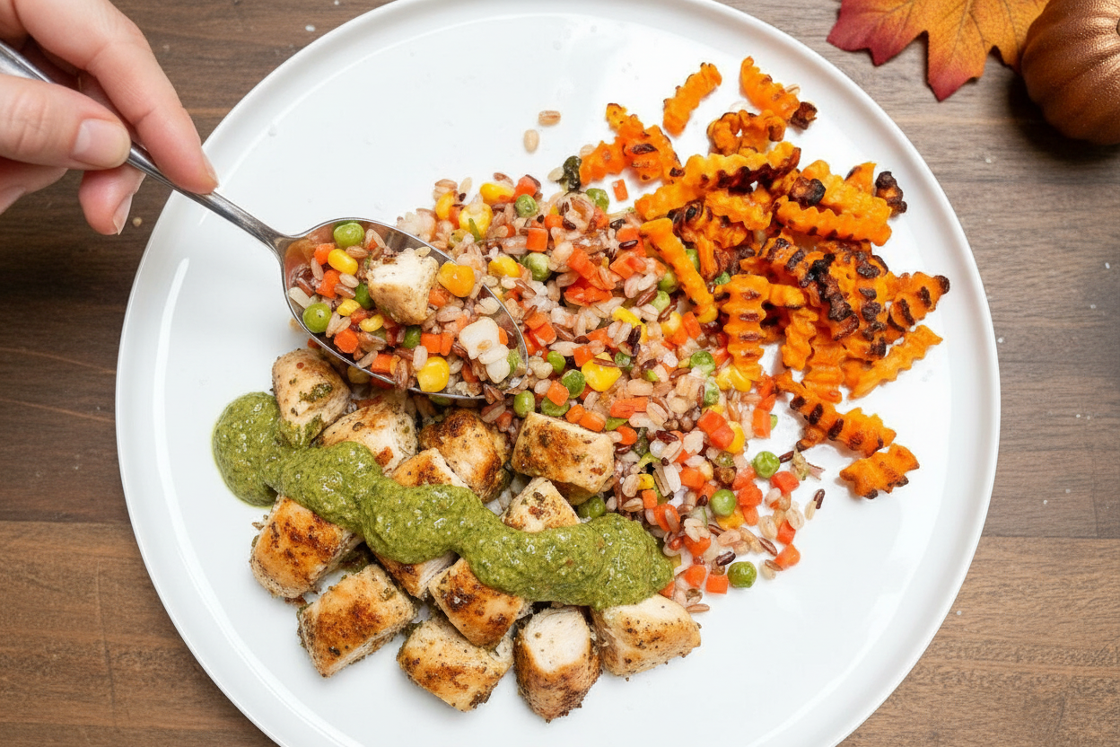 Trader Joes Fall Chicken Sheet Pan Grain Bowls