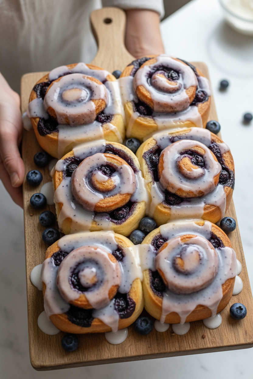 Blueberry Cinnamon Rolls with Blueberry Glaze Recipe