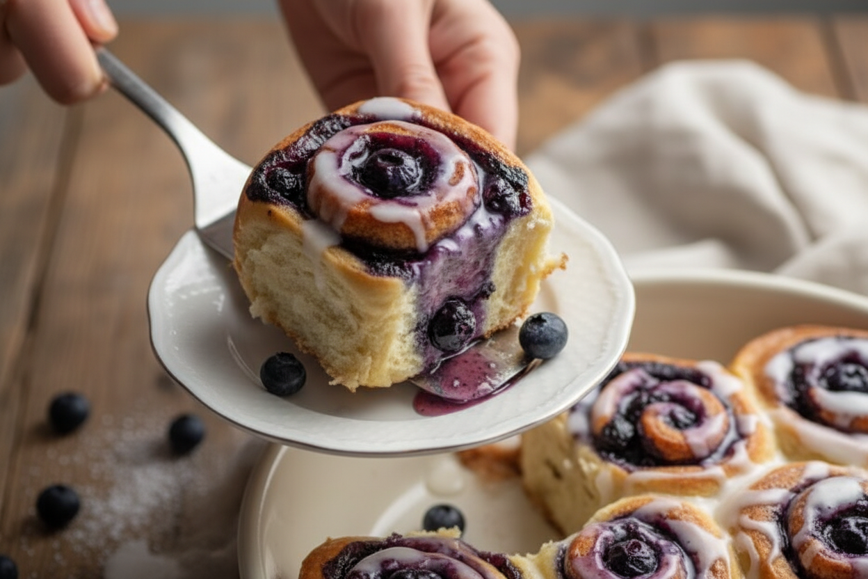 Blueberry Cinnamon Rolls with Blueberry Glaze