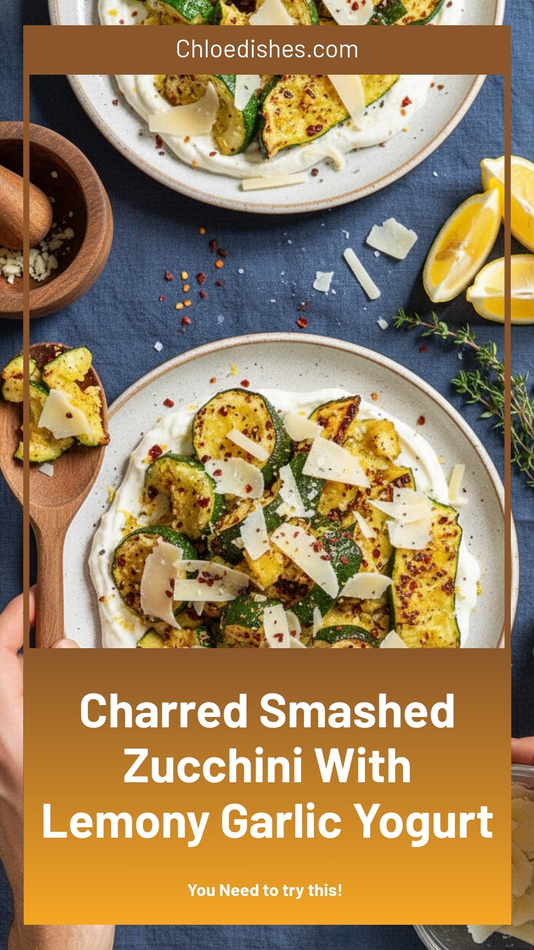 Charred Smashed Zucchini With Lemony Garlic Yogurt