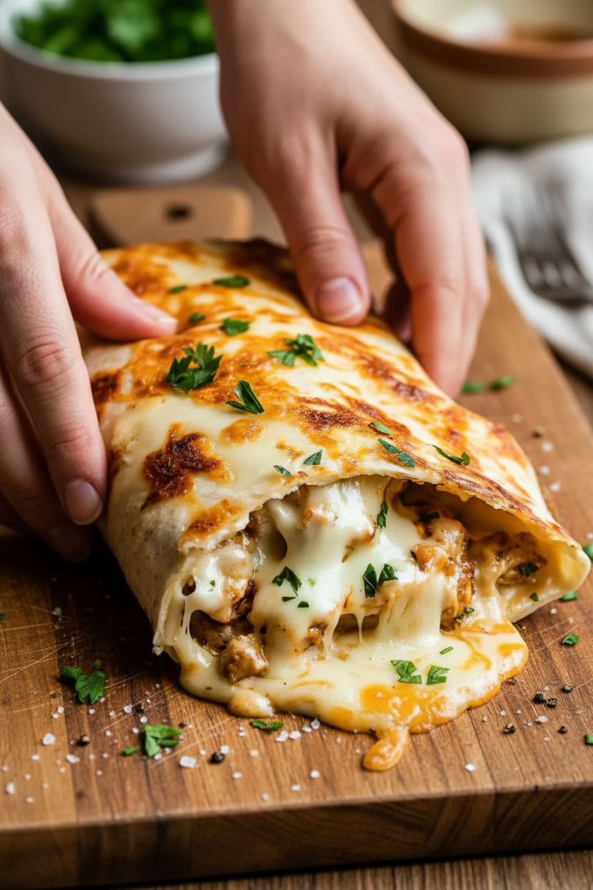 Cheesy Garlic Chicken Wraps