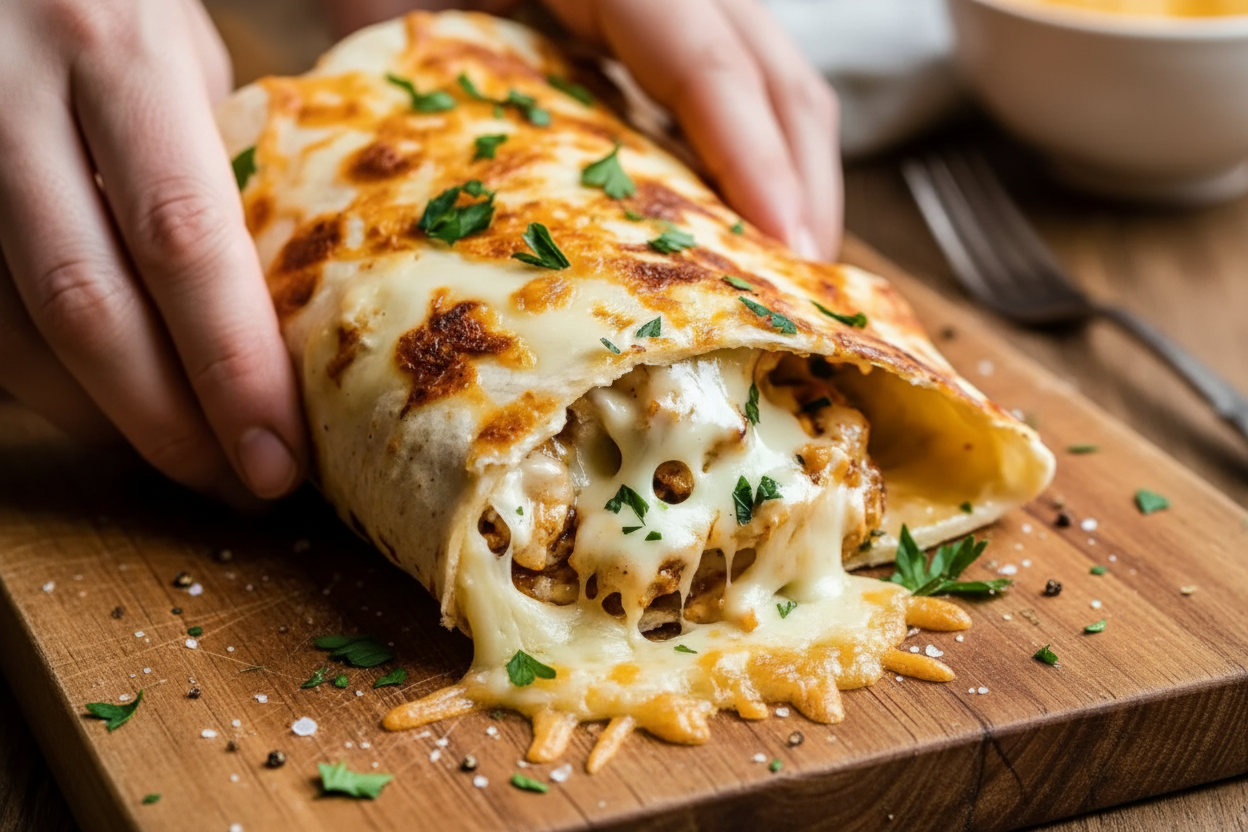 Cheesy Garlic Chicken Wrap Recipe