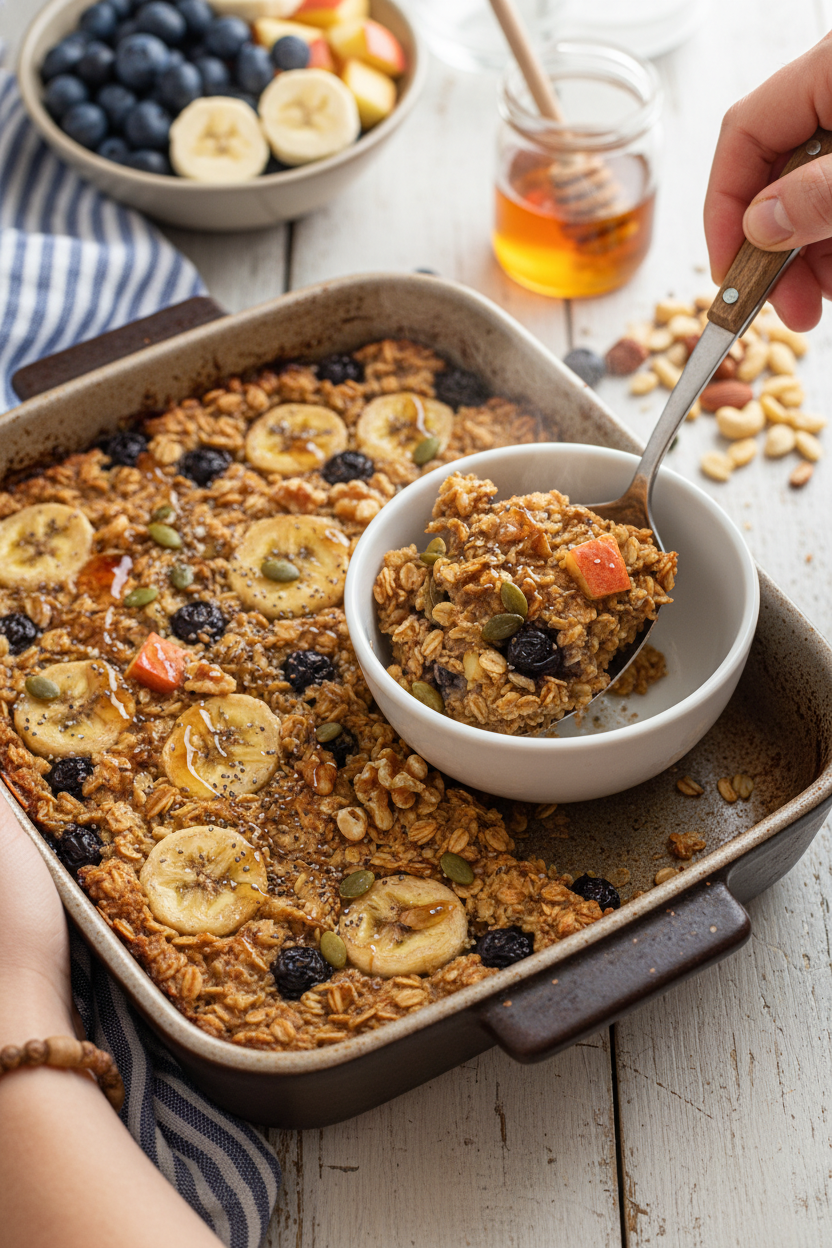 Baked Oatmeal with Fruit and Nuts Recipe