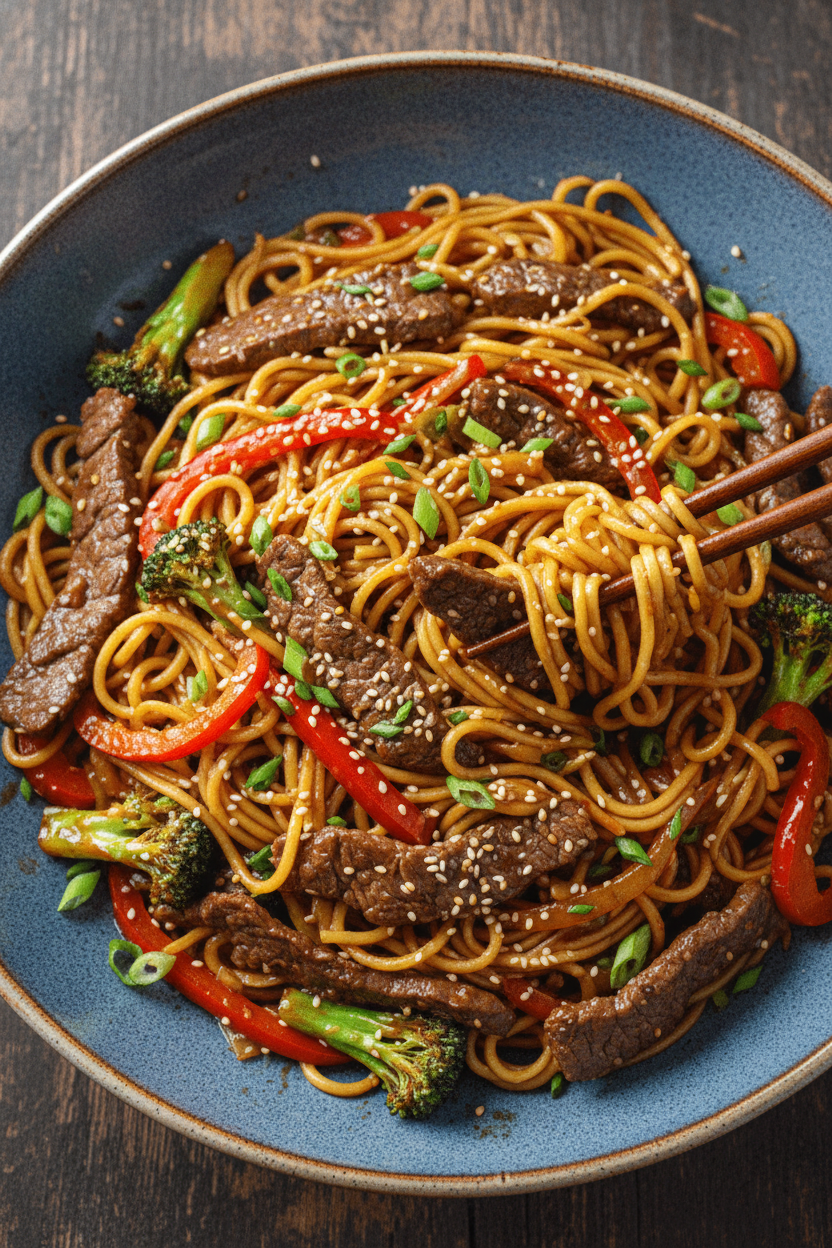 Ginger Beef & Broccoli Noodle Stir Fry Recipe