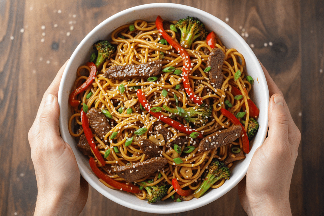 Ginger Beef Broccoli Noodle Stir Fry Recipe