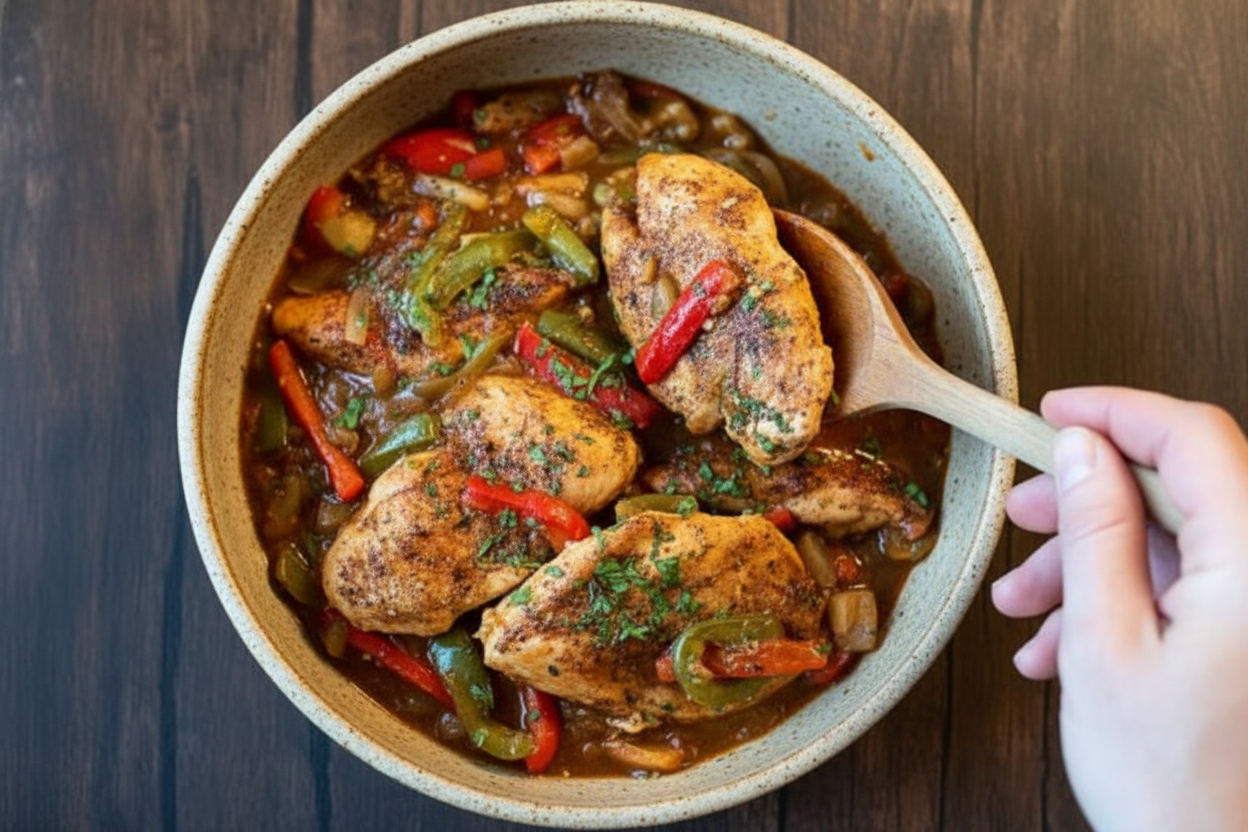 Gluten Free Dairy Free Cajun Smothered Chicken