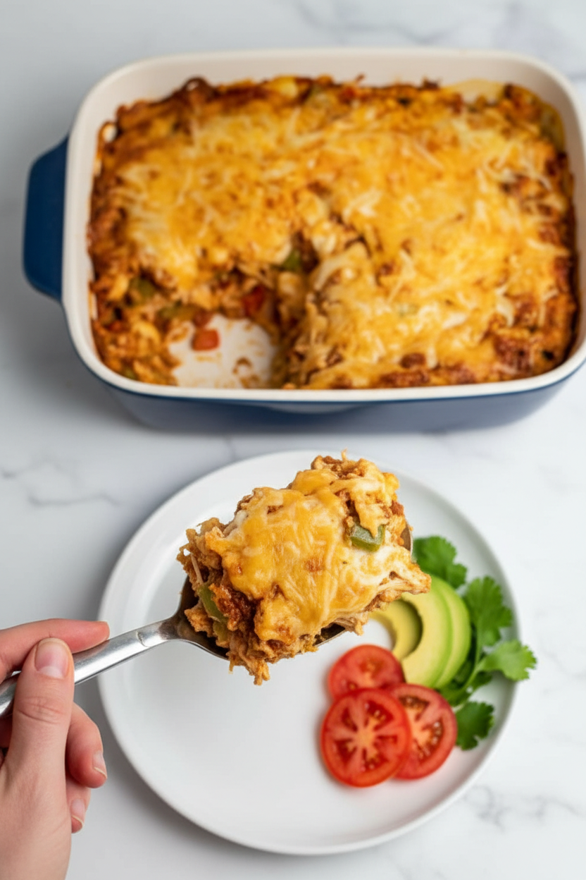 Keto Sour Cream Chicken Enchilada Casserole