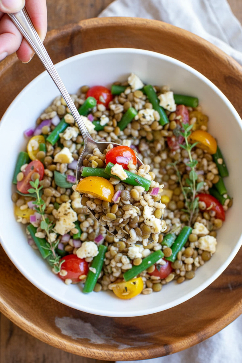 Lentil Barley Salad with Tangy Lemon-Thyme Dressing