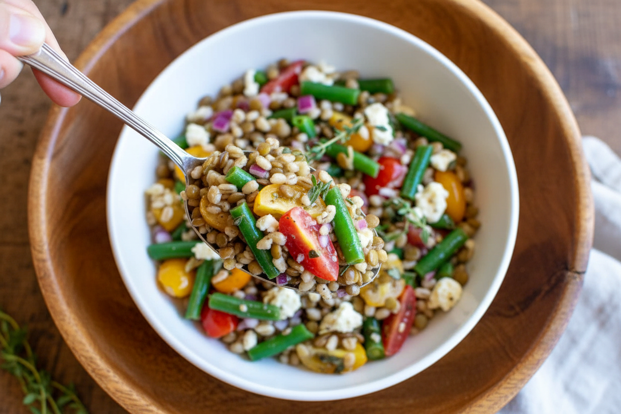 Lentil Barley Salad with Lemon Thyme Dressing