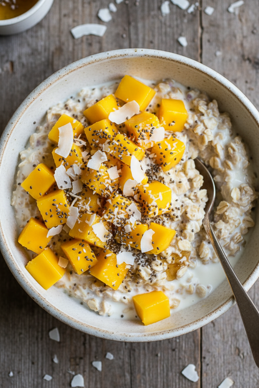 Mango Coconut Overnight Oats Recipe
