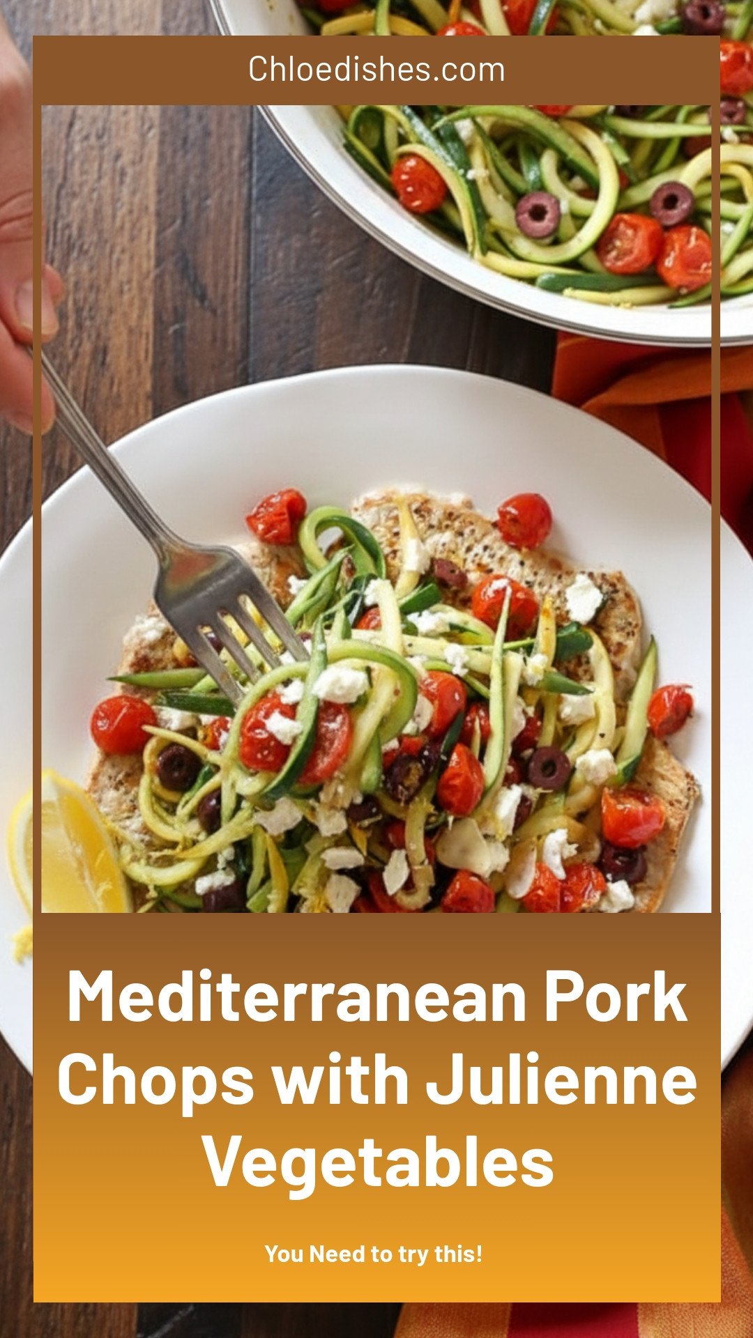 Mediterranean Boneless Pork Chops with Julienned Vegetables