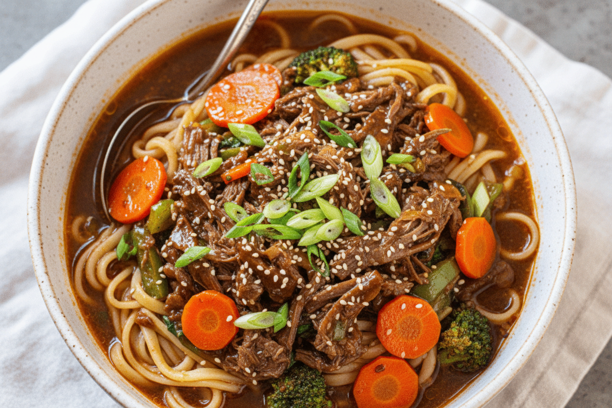 Slow Cooker Korean Beef Noodle Recipe